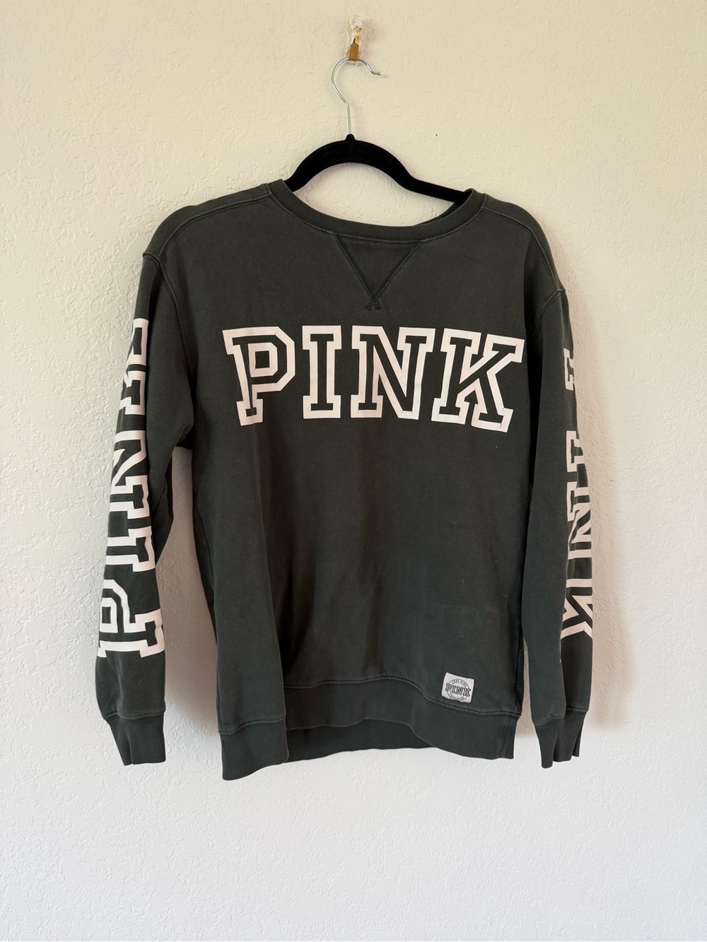 PINK Victoria's Secret by Victoria's Secret  Olive Green Logo Sweatshirt